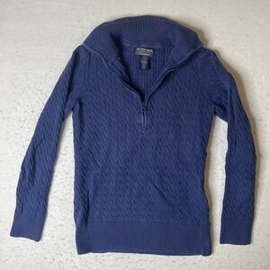 Polo Jeans Company‎ Ralph Lauren Cable Knit Quarter Zip Sweater Navy Blue M M